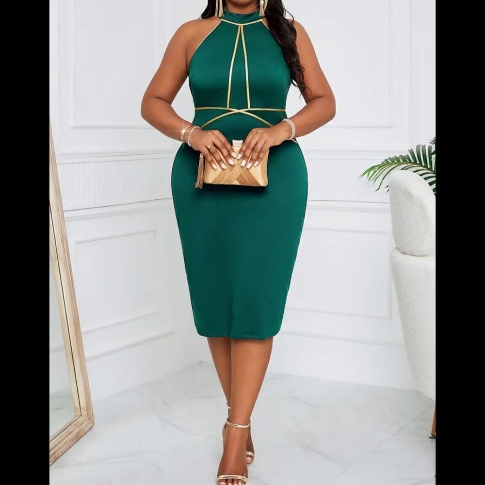 🆕👗High Neck Body Con Dress, XXL